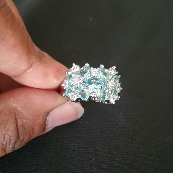 FREE Beautiful 925 Sterling Silver Sapphire & White Topaz Gemstones Ring - Picture 4 of 12